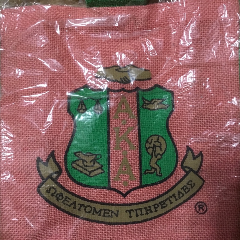 AKA Sorority Jute Bag Shield on both sides - Picture 2 of 5